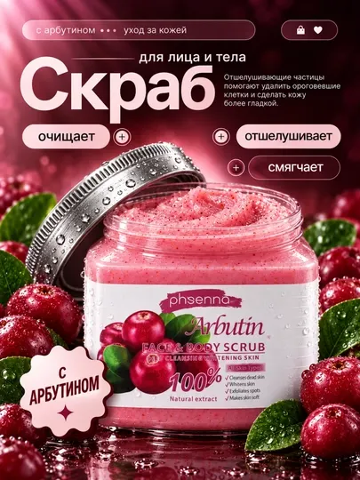 Скраб для лица и тела Sherbet Body Scrub, с экстрактом малины и клубники, 350 гр - Скрабы и пилинг для лица