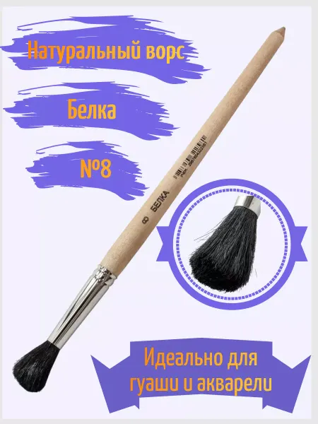 АРТЕКС-М Кисть белка №8 круглая ученическая