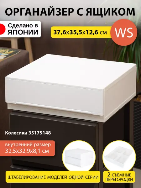 SANKA Короб для хранения вещей пластиковый 37,6х35,5х12,6 см WS