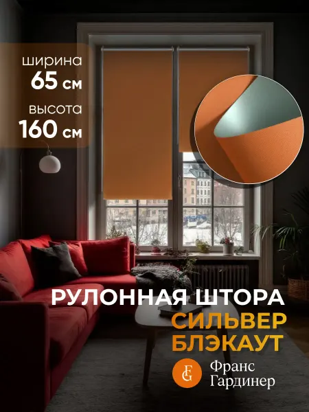 FRANC GARDINER Штора рулонная блэкаут Сильвер 65х160см на окно