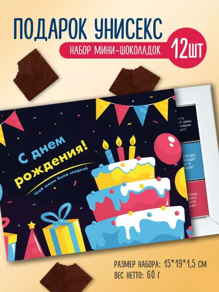 BENKONI GIFTS Сладкий набор шоколадок подарок на день рождения ДР