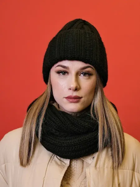 G&G fashion Шапка женская зимняя вязаная вязаная Комплект и снуд Шарф