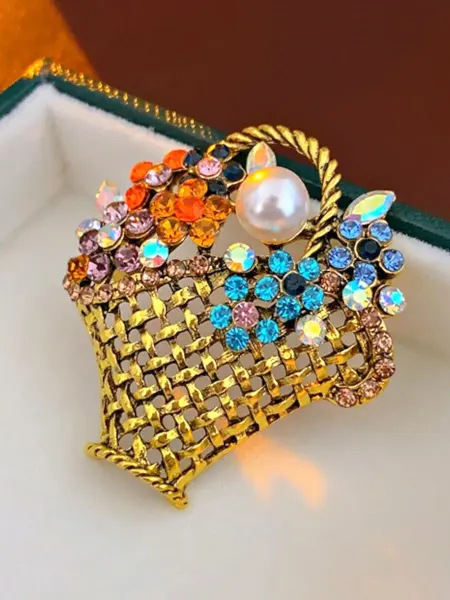 Fashion Jewelry Брошь корзинка с цветами