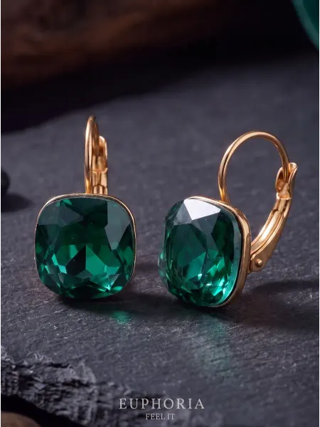 Euphoria Store Серьги бижутерия с зеленым камнем