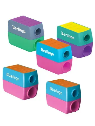 Точилка пластиковая Berlingо "ColorShift",5шт,ассорти