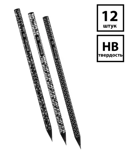Набор 12 шт. - Карандаш чернографитный Berlingo "Doubleblack" HB, черное дерево, круглый, заточенный, корпус ассорти BP01319