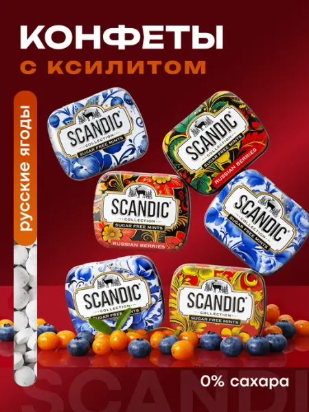 SCANDIC Набор конфет без сахара ассорти russian berries 6шт