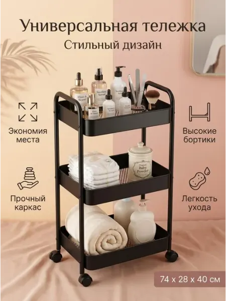 Homemart Этажерка для кухни черная металл полка