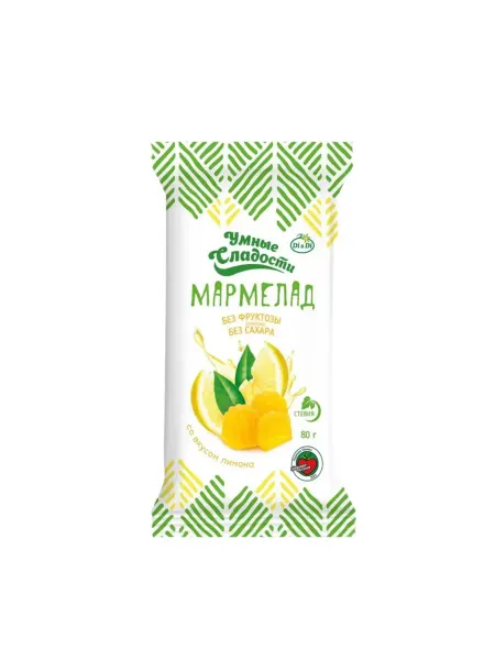 Умные Сладости Мармелад желейный, лимон, без сахара, 80 г