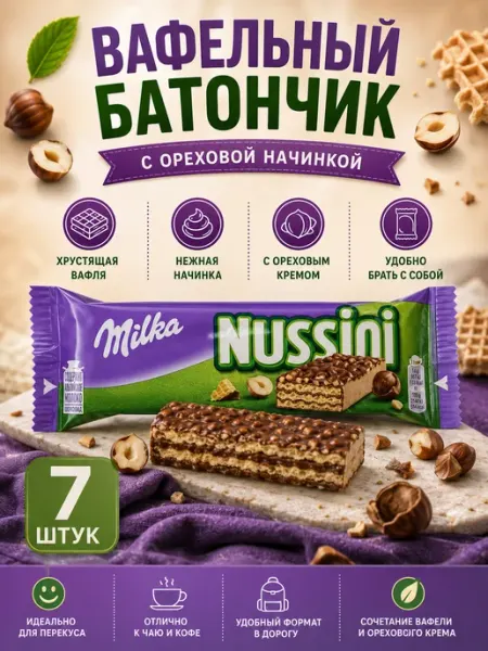 Milka Шоколадные батончики Милка Нуссини 7 шт