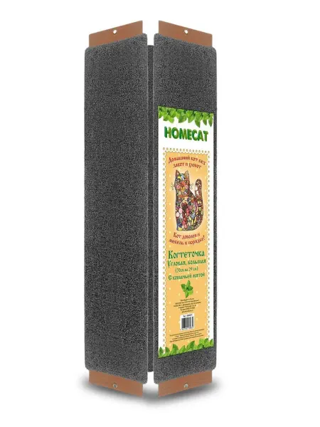Homecat Когтеточка с кошачьей мятой из ковролина угловая, 70х29см