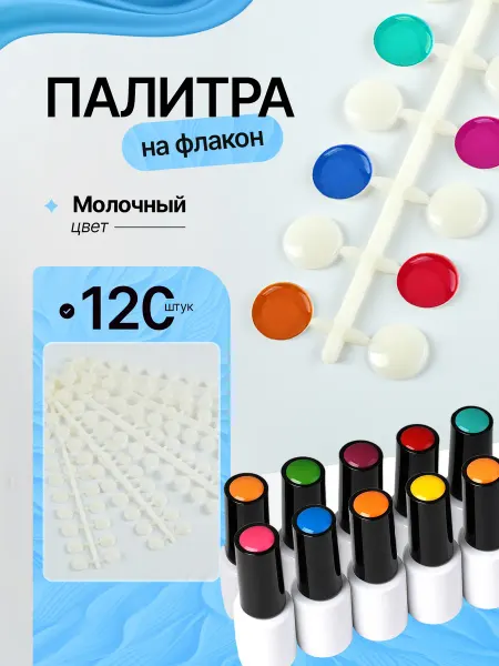 BestGoods Палитра-типсы для ногтей 120 шт молочные на флакон