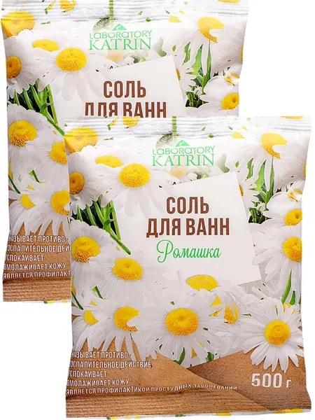 Соль для ванн, натуральная, морская, с эфирным маслом ромашки, 500 г