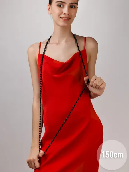 Beverly jewelry Бусы длинные черные бижутерия на шею