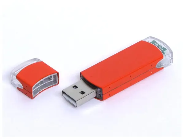 Классическая металлическая флешка для нанесения логотипа (16 Гб / GB USB 2.0 Оранжевый/Orange 014 PM012)