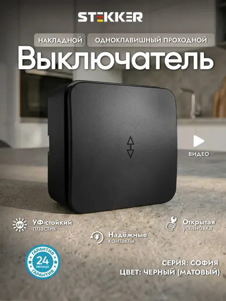 STEKKER Переключатель открытой установки одноклавишный проходной
