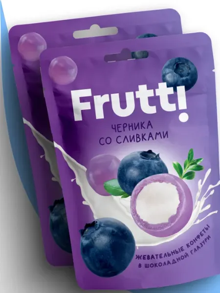 Biennale Жевательные конфеты Frutti черника сливки, 140гр