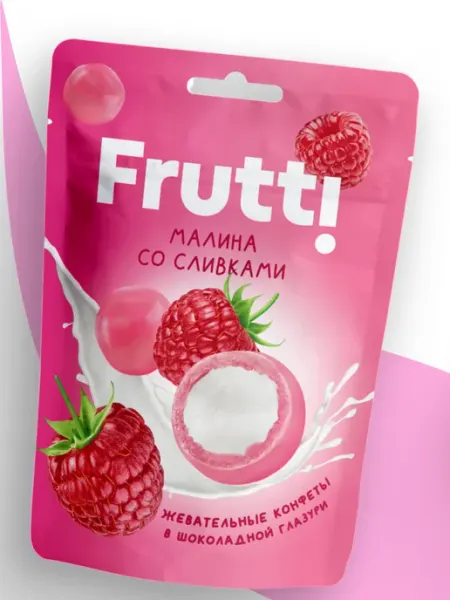 Biennale Жевательные конфеты Frutti малина сливки, 70гр