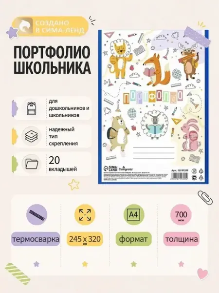 Пластиковая папка-портфолио на 20 файлов