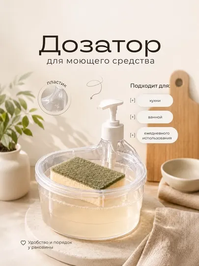 Дозатор для моющего средства с подставкой для губки