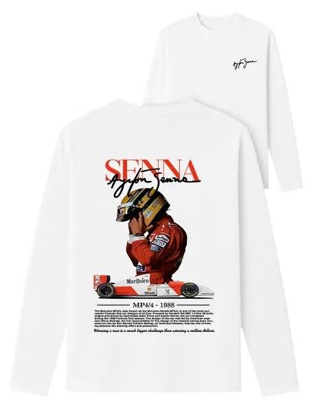 COZEE Лонгслив оверсайз с принтом Ayrton Senna y2k