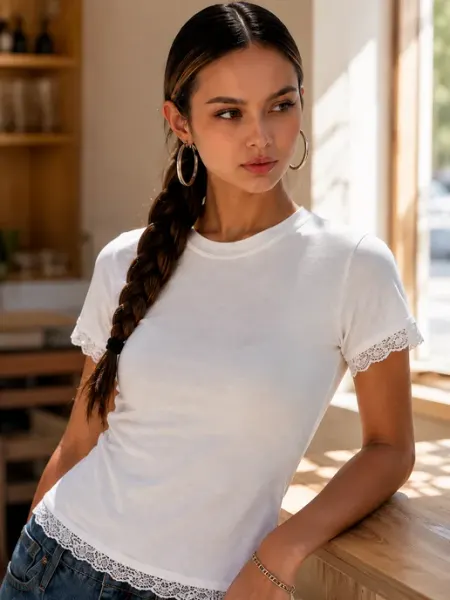 VJSTYLE Футболка скимс с кружевом