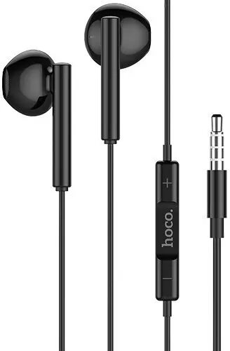 Наушники вкладыши с микрофоном Hoco M64 Melodious Black, мобильная гарнитура, черные