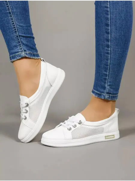 World-of-shoes Кеды женские летние белые мягкие кожаные легкие
