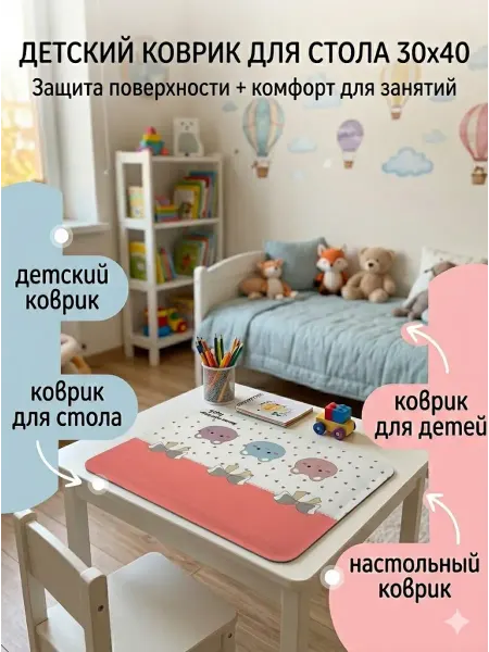 МИС1987 силиконовый коврик на стол детский защитный 30х40