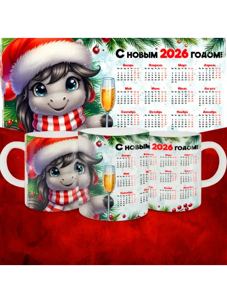МЭРЛИН Кружка новогодняя 2026 в подарок календарь символ года