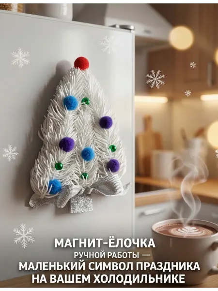 EvgeRina Decor Новогодний магнит‑ёлочка на холодильник, ручная работа
