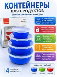 АНЮТИК Набор контейнеров для хранения продуктов 4 шт с крышками