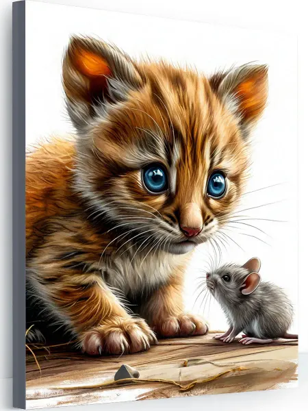 Art-Hobby-Market Картина на стену для интерьера котенок и мышенок 40x50