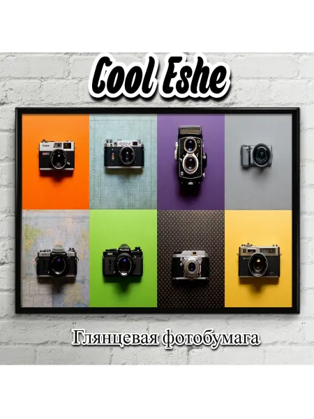 Cool Eshe Постер "Старые фотоаппараты на разном фоне" А4