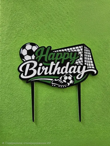 Топпер Футбол для торта Happy Birthday