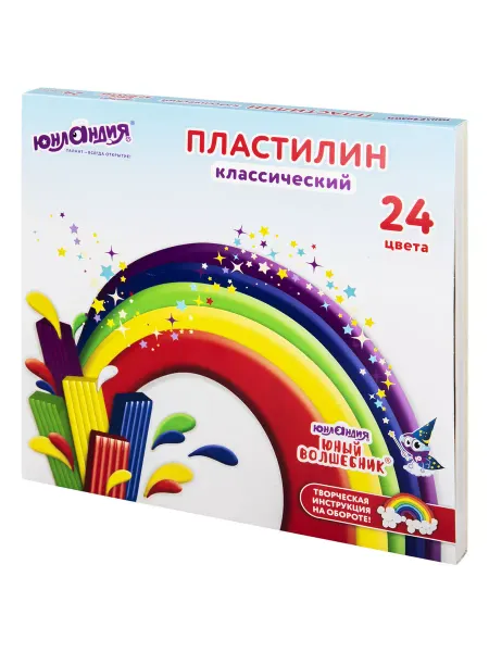 ЮНЛАНДИЯ Пластилин классический "ЮНЫЙ ВОЛШЕБНИК", 24 цвета, 480 г, С