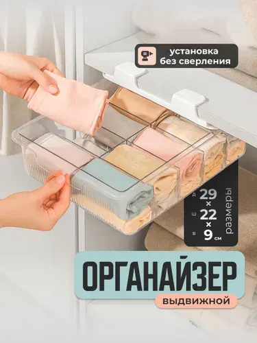 Органайзер для хранения белья и носков выдвижной Birdhouse, прозрачный
