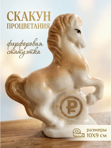 ЛуНаСлав Статуэтка для интерьера на полку сувенир скакун процветания