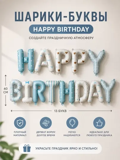 Воздушные шары для праздника «Happy Birthday»