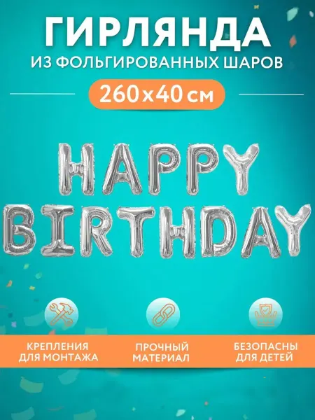 Мосшар Воздушные шары гирлянда HAPPY BIRTHDAY фотозона
