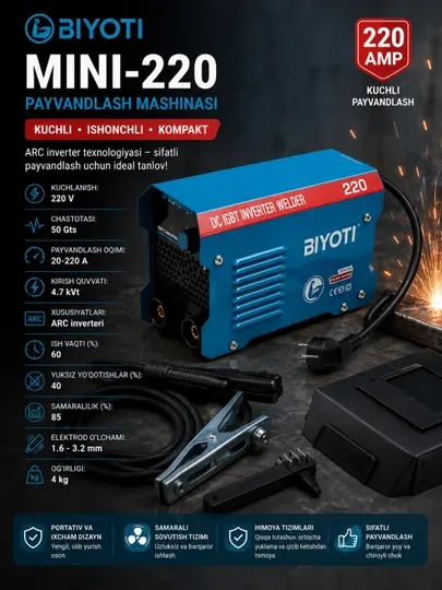 Инверторный сварочный аппарат BIYOTI MINI-MMA-220A