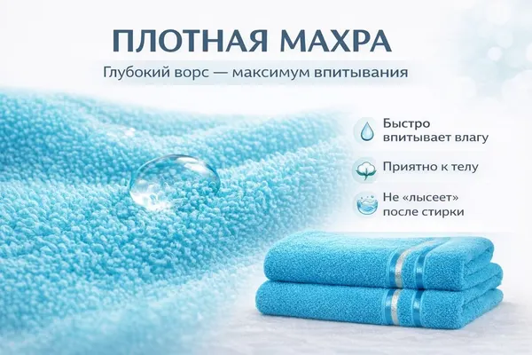 Полотенце махровое F&H Флёш, 30х70см, бирюзовый
