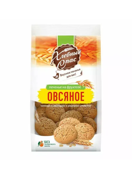 Хлебный Спас Печенье с овсяными и ржаными хлопьями, 300г