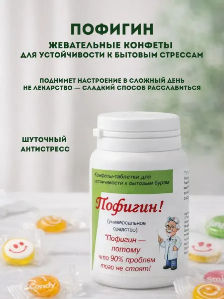Telegei Жевательные конфеты Пофигин от стресса шуточные