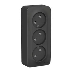 Розетка Schneider Electric Blanca тройная BLNRA001316 открытая установка антрацит без заземления IP20 со шторками