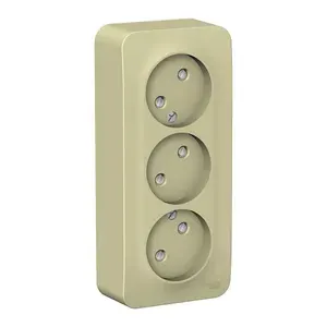 Розетка Schneider Electric Blanca тройная BLNRA001317 открытая установка бежевая без заземления IP20 со шторками