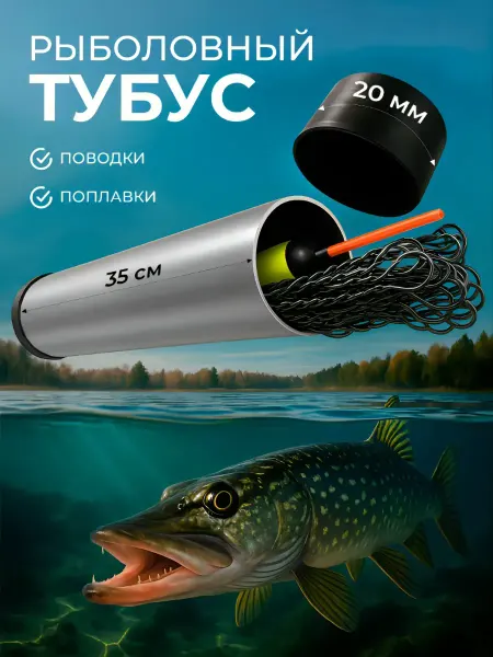 Тубус для хранения поводков рыболовный 35см 20D