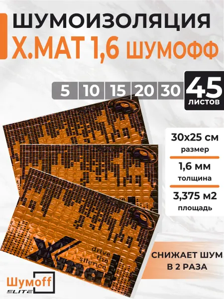 Шумофф Виброизоляция 1,6 мм шумоизоляция для авто Рефлекс Reflex 1