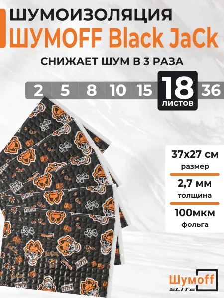 Шумофф Шумоизоляция, виброизоляция Блэк Джек для автомобиля 2.7мм