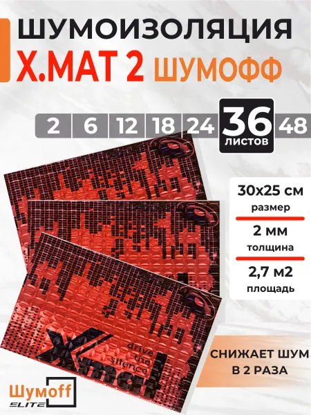 Шумофф Виброизоляция 2 мм шумоизоляция для авто Иксмат 2